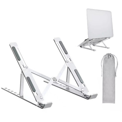 2Pcs 6-Level Adjustable Laptop Stand Foldable Aluminium Tablet Riser with Carry Bag