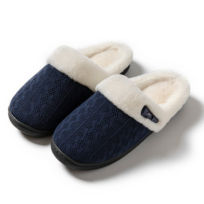 Indoor Non Slip Fuzzy Slippers-Navy