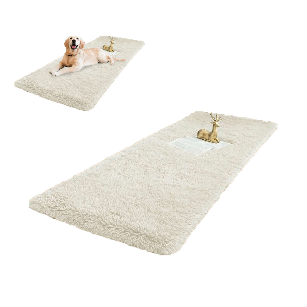 Non Slip Floor Mats Long Bedroom Rugs Fluffy Floor Mat Beige