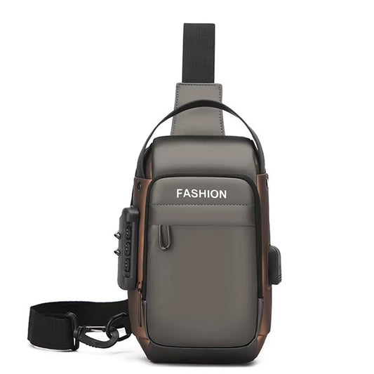 Anti-theft Crossbody Bag for Mern Password Sling Chest Pack with USB Port  Grey