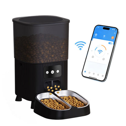 4.5L Automatic Cat Feeders with 2 Bowls and Timer-Black