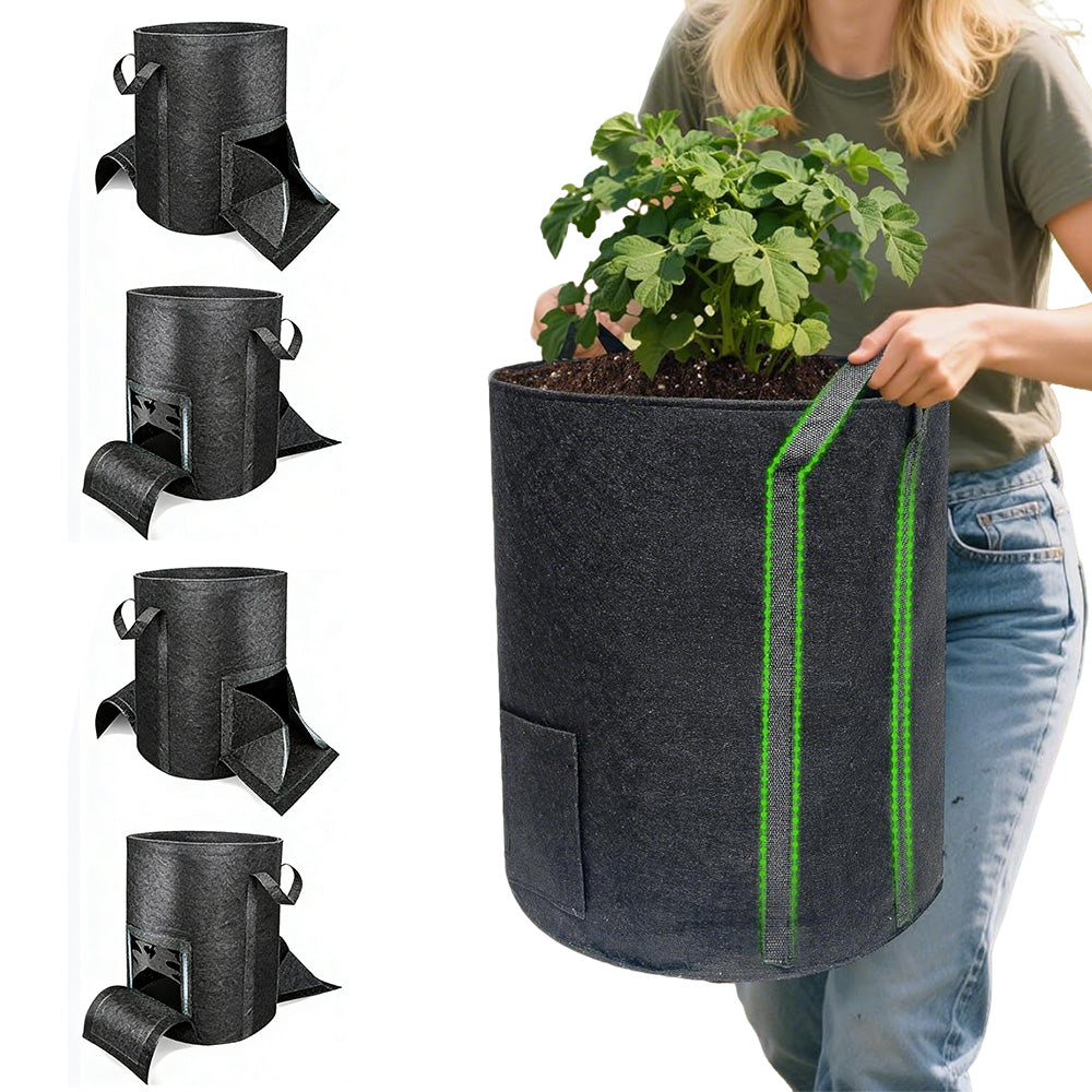 4Pcs 15-Gallon Potato Grow Bag with Harvest Window Breathable Fabric Planter
