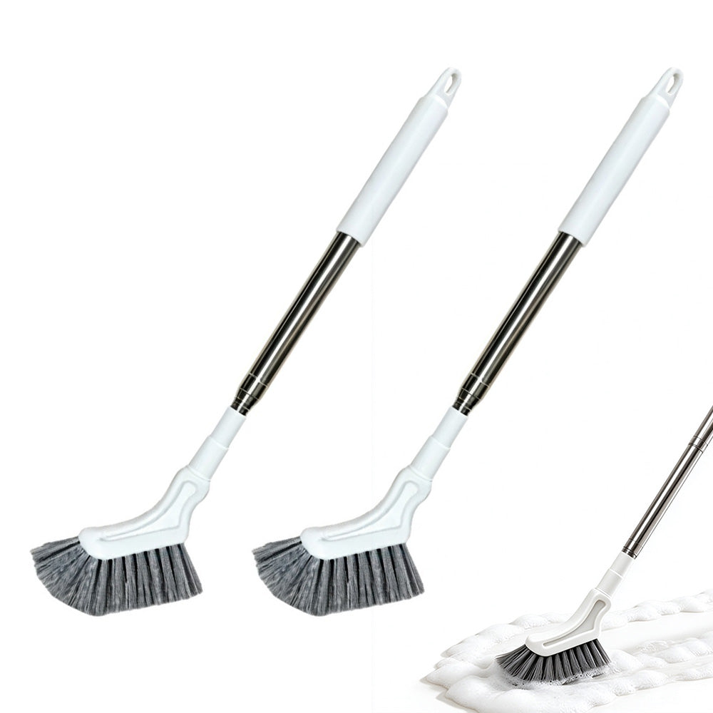 2 Pack Telescopic Bathroom Cleaning Brush Tile Grout Scrubber with Stiff Bristles