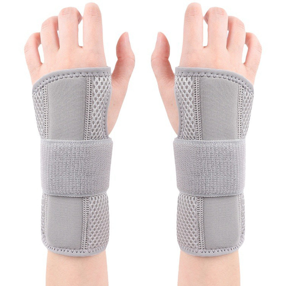 Pair of Adjustable Tunnel Wrist Brace Night Support Hand Brace with Splints Gray