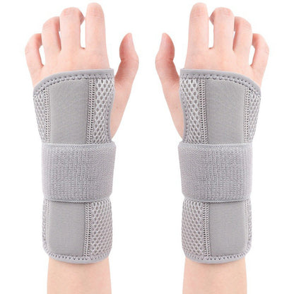 Pair of Adjustable Tunnel Wrist Brace Night Support Hand Brace with Splints Gray