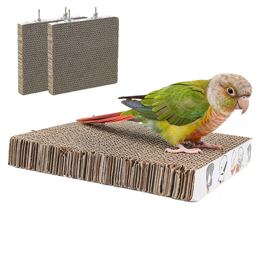 2Pcs Bird Perch Stand Cardboard Anti-bite Hair Grinding Pad Parrot Toy