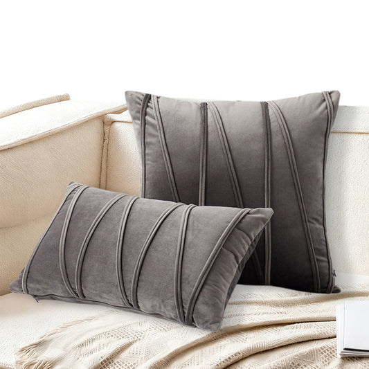 2PCS Velvet Stripe Cushion Covers Decorative Throw Pillow Cases for Sofa & Home Decor Gray
