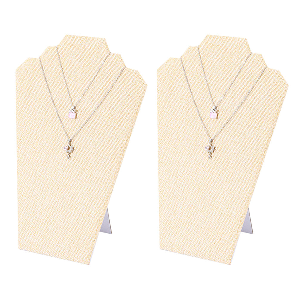 2Pcs Foldable Flannel Necklace Jewelry Bust Display Stands-Linen