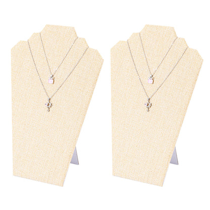 2Pcs Foldable Flannel Necklace Jewelry Bust Display Stands-Linen