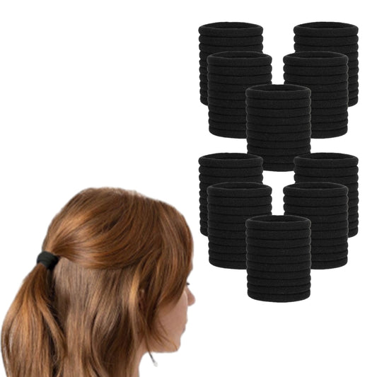 100Pcs Elastic Hair Band Ties Rope Black Hairband Ponytail Holder