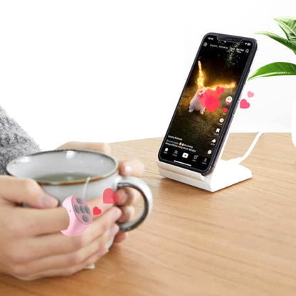 Wireless Page Turner Bluetooth Ring Remote Control Fingertip Selfie Video Controller for Smart Phone Pink