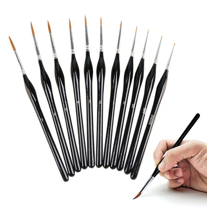 11 PCS Artist Paint Brush Set Detail Painting Brush-Black