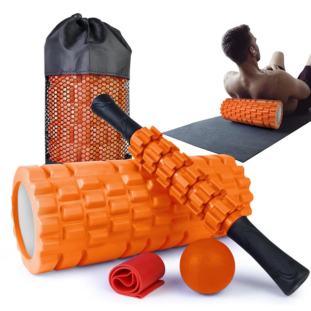 Fitness Foam Roller Set for Deep Tissue Muscle Massage Exercise Massage Rollers Orange