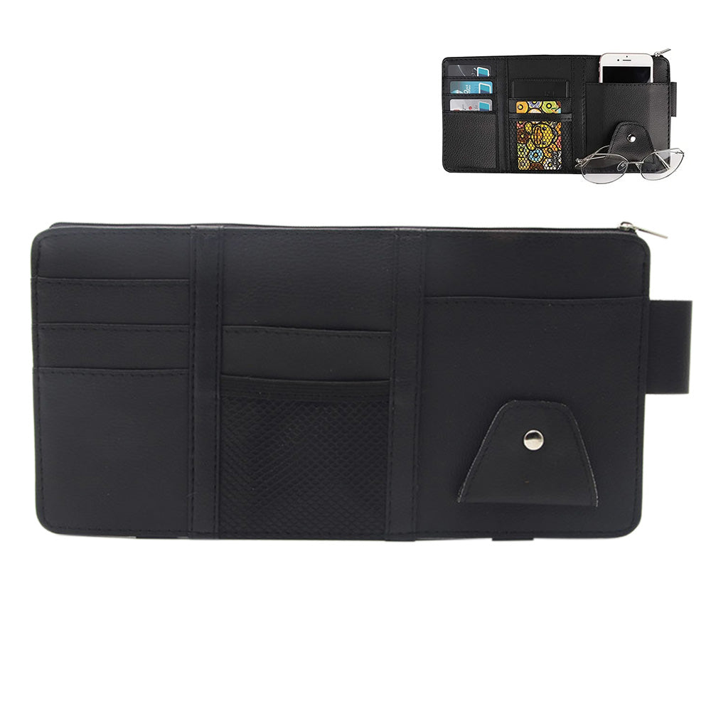 Car Sun Visor Organizer with License & Sunglasses Holder Black