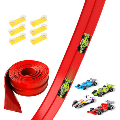 5-Meter Flexible Race Car Ramp Track Toy Set with Suction Cups Red