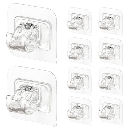 10 Pcs No Drill Curtain Rod Holder-Clear