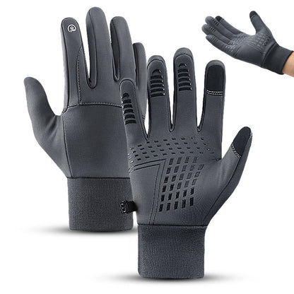 Pair of Touchscreen Ski Gloves Water Resistant Winter Warm Ski Gloves for Sports Fishing Gray