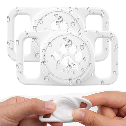 2PCS Waterproof Silicone Dog Collar Holder for Apple AirTag White
