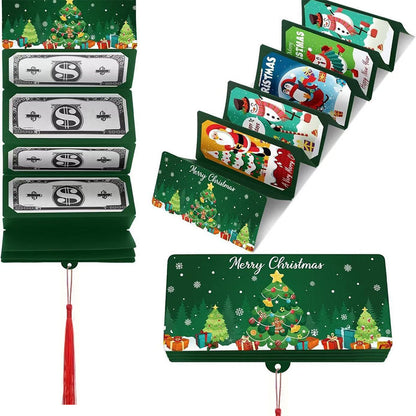 10-Slot Foldable Christmas Red Envelope Holder with Gold Foil Stamping ¨C Holiday Money Gift Envelope Organizer Green