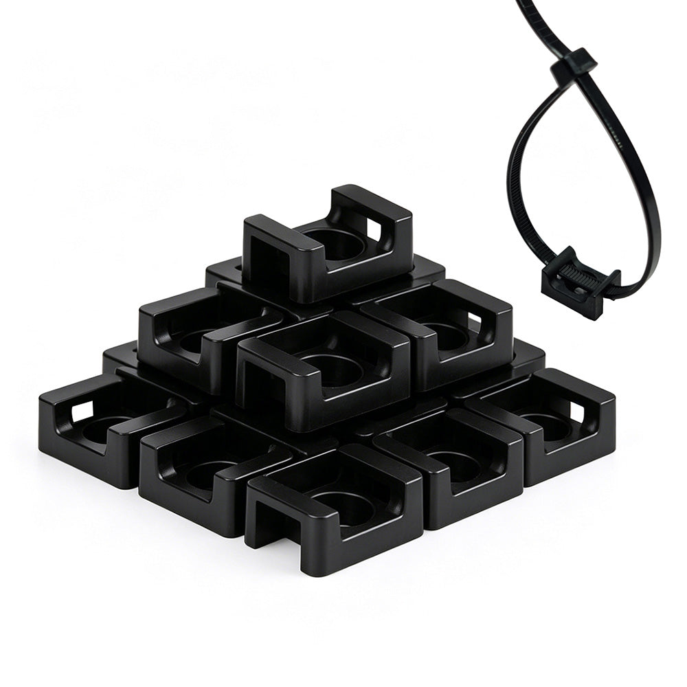 500 PCS Cable Tie Base Nylon Saddle Mount-Black