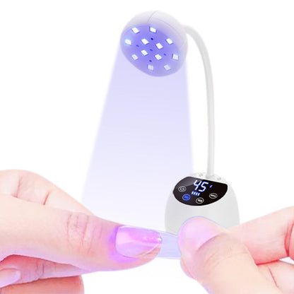 UV LED Nail Lamp Mini Cordless Gel Dryer With Adjustable Gooseneck For Gel Nails White