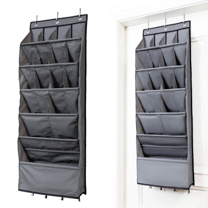 16-Grid Hanging Shoe Rack Over The Door Shoe Organizer Gray