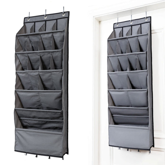 16-Grid Hanging Shoe Rack Over The Door Shoe Organizer Gray