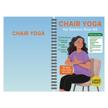 Chair Yoga Notebook for Seniors Wellness Exercises - Blue