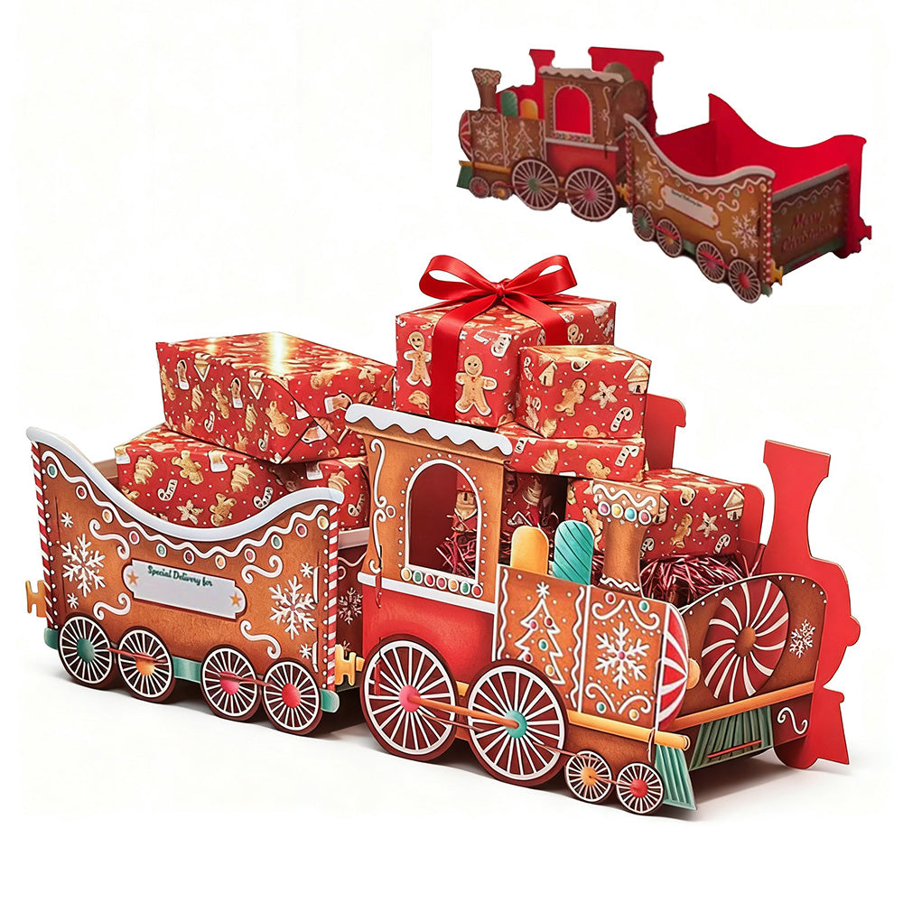 Santa Gift Train Christmas Cardboard Gift Box ¨C Present Holder Home Decoration Style 2