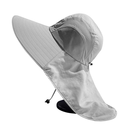 Unisex Wide Brim Sun Hat with Neck Flap UV Protection Fishing Cap for Outdoor Hiking Light Gray