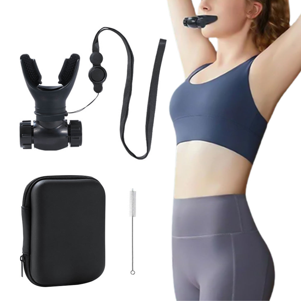 Portable Adjustable Breathing Trainer Lung Respirator Fitness Equipment Black