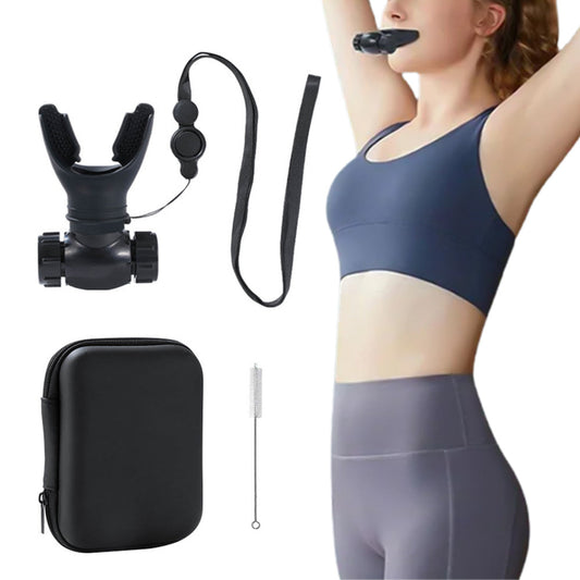 Portable Adjustable Breathing Trainer Lung Respirator Fitness Equipment Black