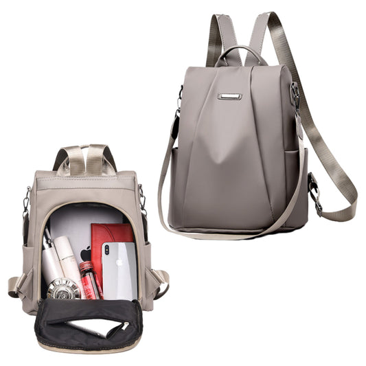 3-in-1 Womens Water-Resistant Backpack Anti-theft Rucksack Travel Shoulder Bag Khaki