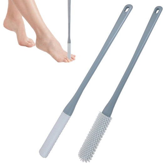 2Pcs Set Toe Cleaning Brushes Foot Scrubber with Long Handle Grey