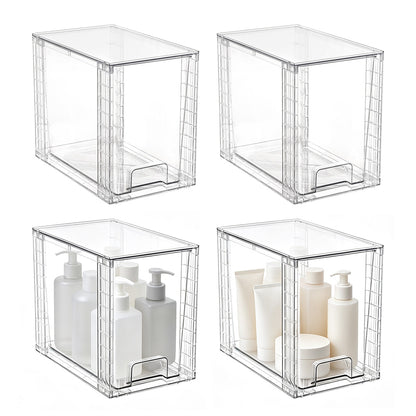4Pcs Stackable Clear Makeup Organizer Drawer -S Size