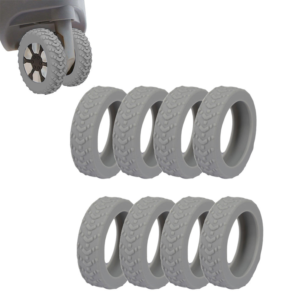Set of 8Pcs Luggage Wheel Covers Silicone Suitcase Wheel Protectors Gray
