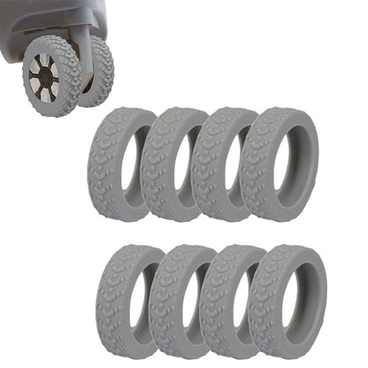 Set of 8Pcs Luggage Wheel Covers Silicone Suitcase Wheel Protectors Gray