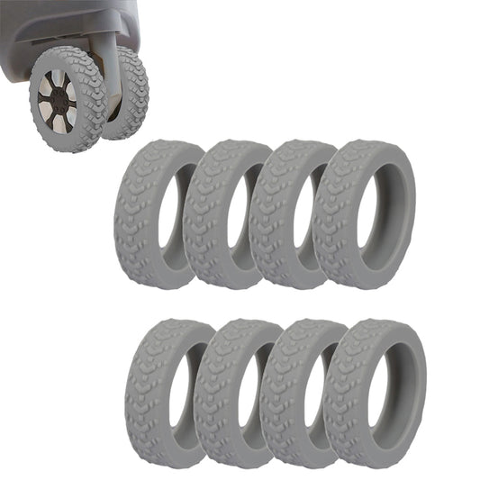 Set of 8Pcs Luggage Wheel Covers Silicone Suitcase Wheel Protectors Gray