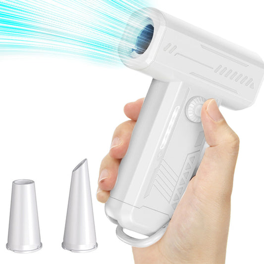 2-in-1 Electric Air Duster 130000 RPM Mini Blower with LED Light for Camping Home Car White