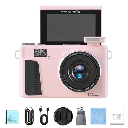 8K Digital Camera with Flip Screen and Remote Control-Pink
