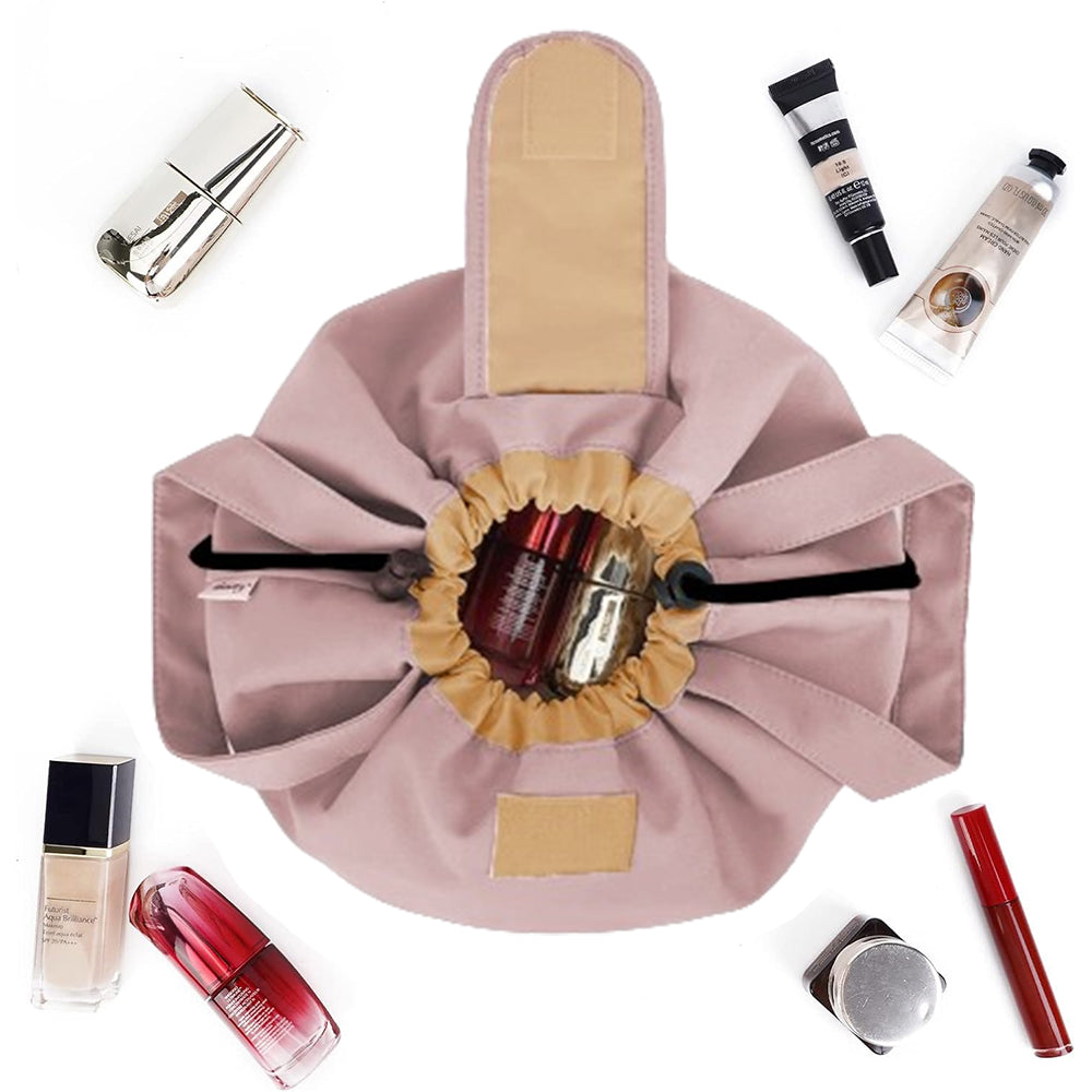 Travel Barrel Drawstring Makeup Bag Cosmetic Bag Toiletry Organizer Pink