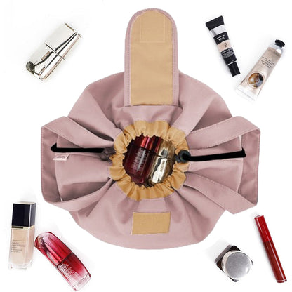 Travel Barrel Drawstring Makeup Bag Cosmetic Bag Toiletry Organizer Pink