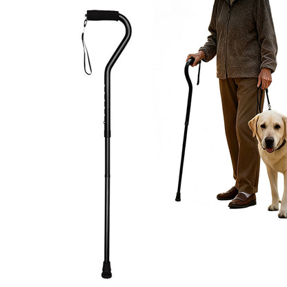 Foldable Lightweight Adjustable Aluminum Alloy Walking Stick-Black