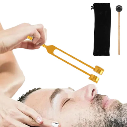 128Hz Tuning Forks Set with Reflex Hammer - Gold