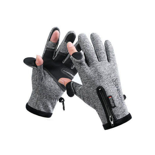 Pair of Touchscreen Gloves Water-Resistant Workout Gloves for Motorcycle Cycling Fishing Sports Gray