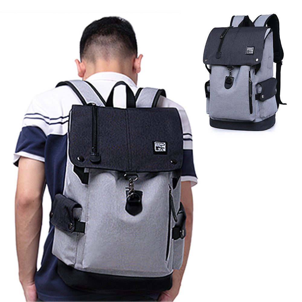 Large Capacity Anti-Theft Laptop Backpack Travel  School Bag with USB Charging Port Grey