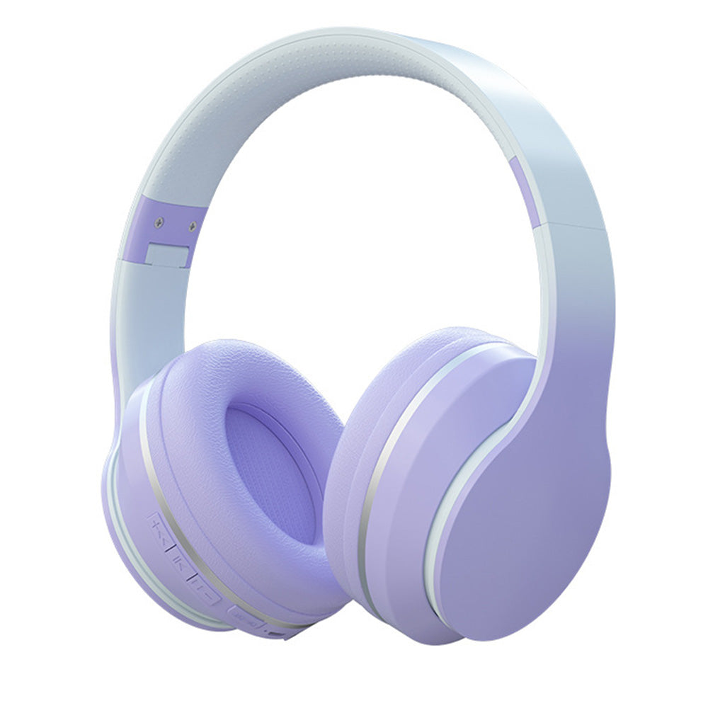 Foldable Kids Wireless Headphones Over Ear Bluetooth Headset with Mic Function Purple