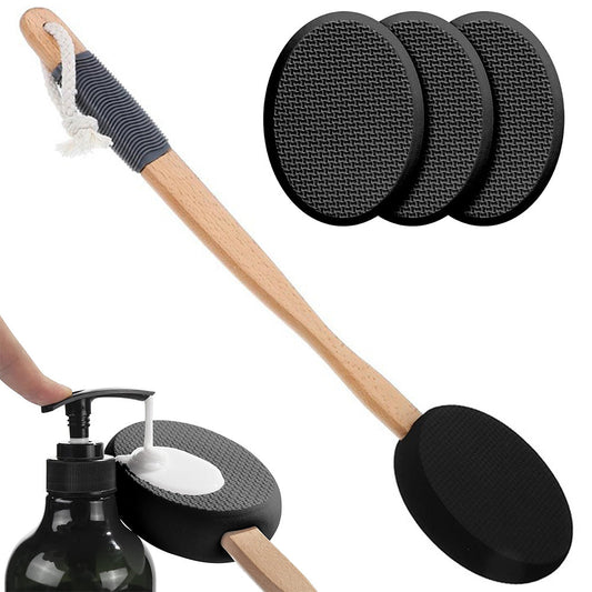Back & Foot Lotion Applicator with 4 Replacement Pads Sunscreen Applicator Tool Black