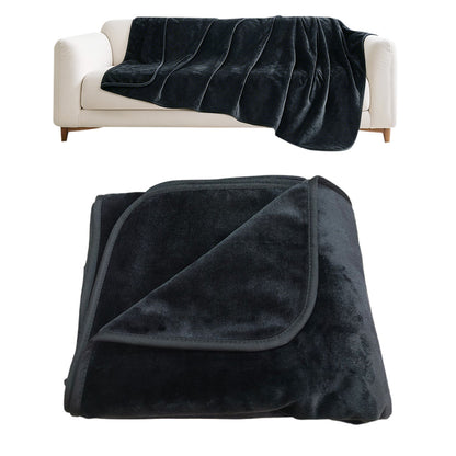 Water-Resistant Reversible Flannel Blanket-Black