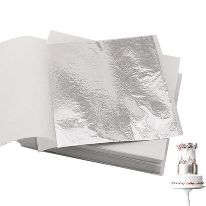 100 PCS Imitation Gold Silver Leaf Sheets-Silver